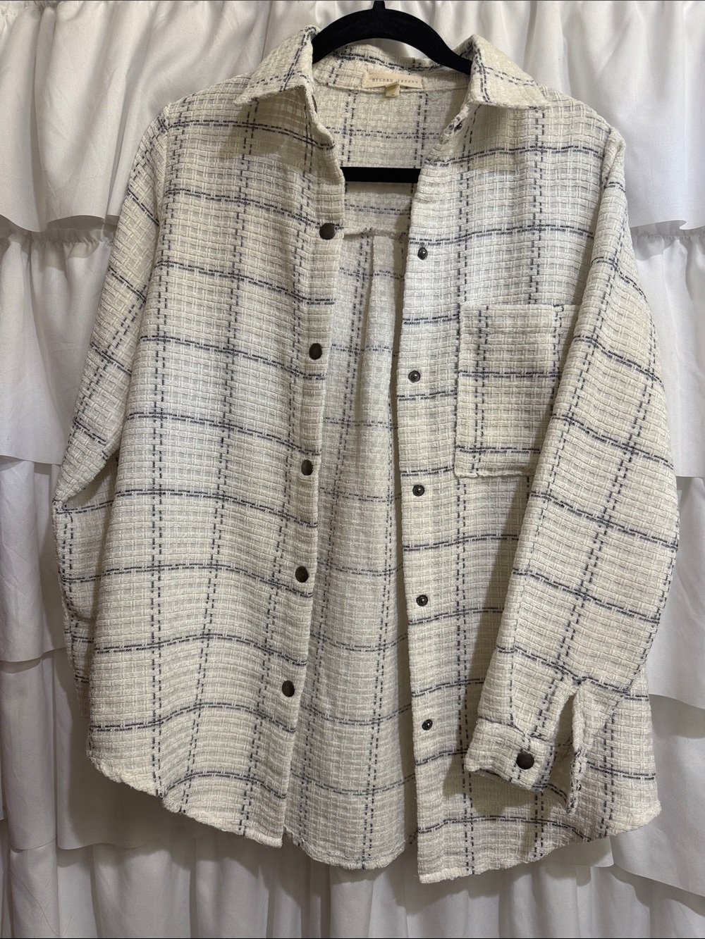 Gilded Intent BUCKLE Cream & Black Windowpane Tweed Shacket